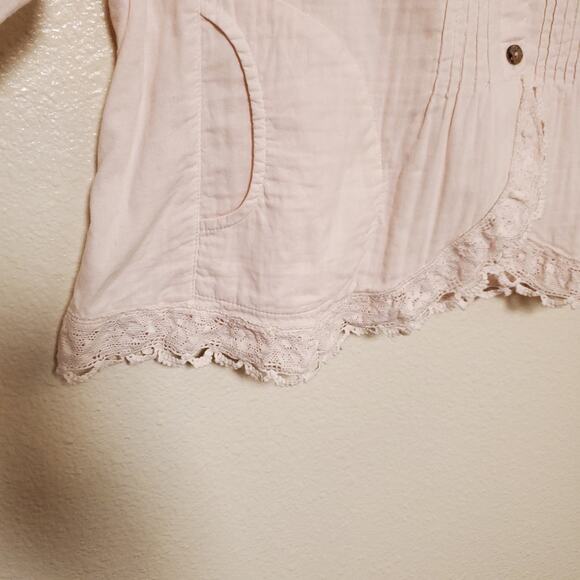 KLEEN Cottagecore Coquette Crochet Gauzy Top Soft Lagenlook - Picture 4 of 13